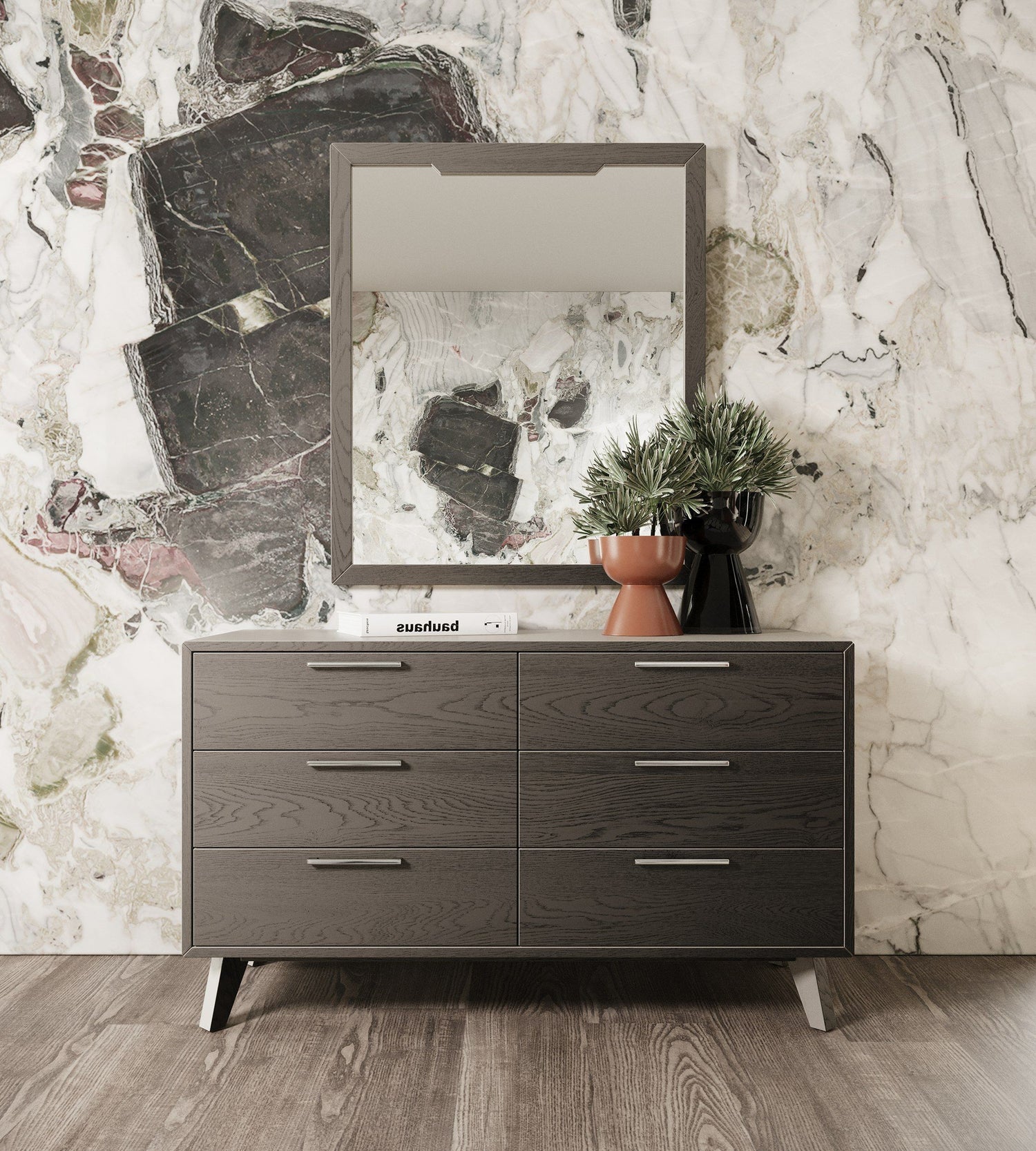 Eastern King Yolonda + Soria - Modern Dark Teal Fabric + Grey Wash 4-Piece Bedroom Set