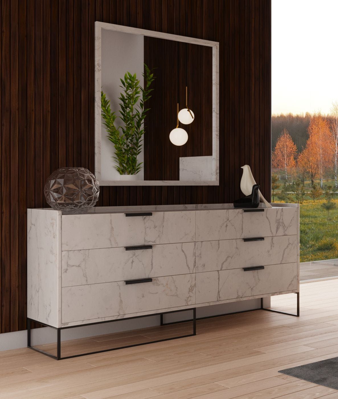 Nova Domus Marbella Italian Modern White Marble Bed Set Vgacmarbella-Set-Wht
