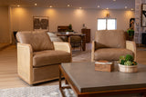 Divani Casa Danson - Modern Tan Leather + Wicker Swivel Accent Chair | VIG | Home Elegance USA