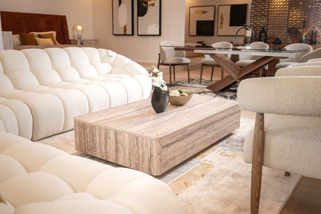 Nova Domus Roma - Modern Faux Travertine Square Coffee Table