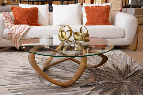 Modrest Michele Modern Glass Walnut Coffee Table | VIG - sold by Home Elegance USA