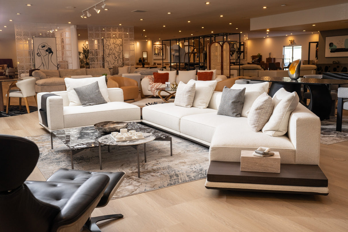 Siret - Modern Ivory Fabric Modular Sectional Sofa W/ Coffee Table - View Image 1