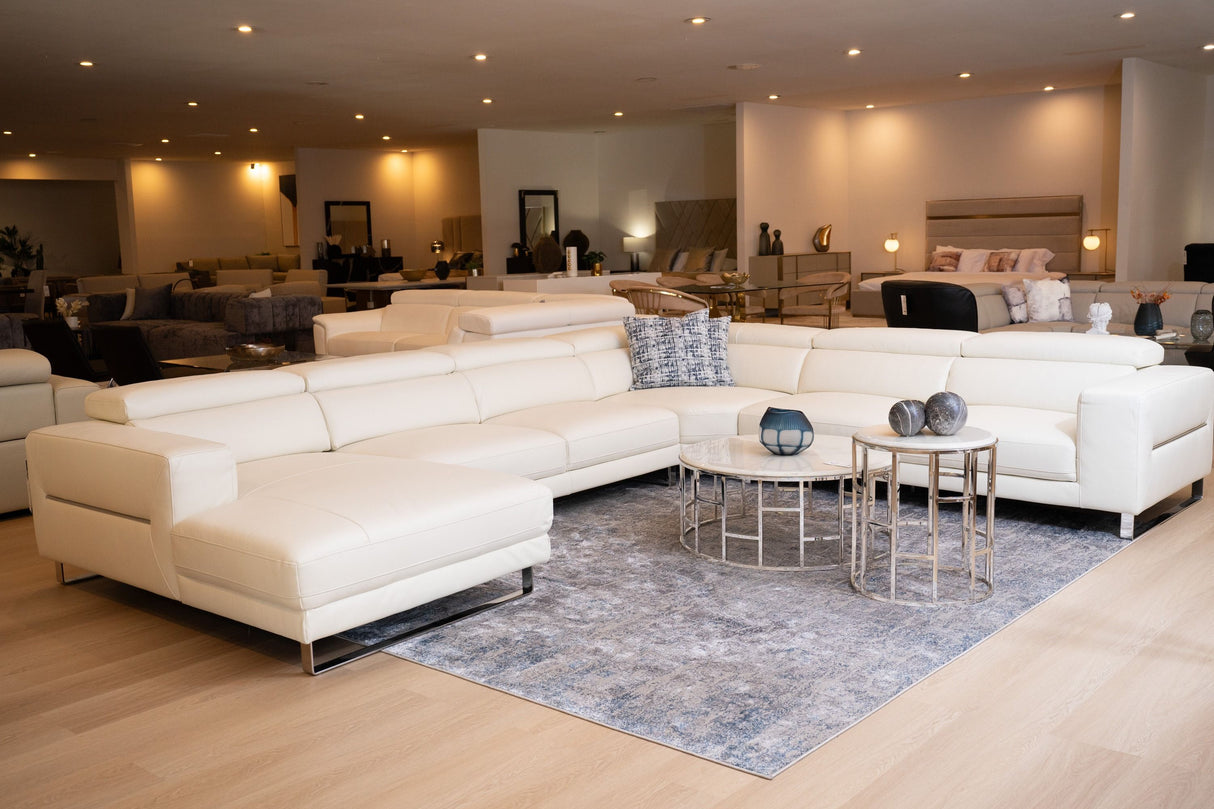 Divani Casa Hawkey Contemporary White Full Leather Laf Chaise Sectional Vgkkkf1066-Laf-Wht - Home Elegance USA
