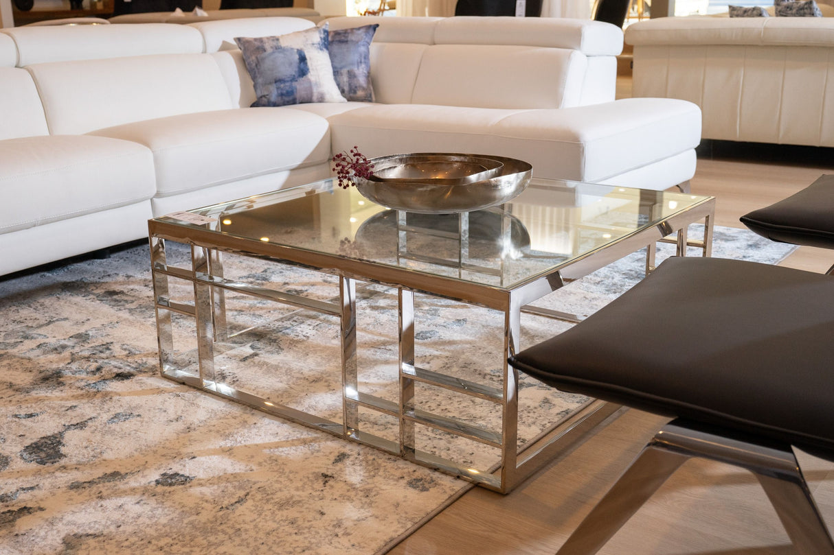 Modrest Stephen - Modern Glass & Stainless Steel Coffee Table | VIG | Home Elegance USA