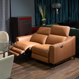 Eden - Modern Camel Leather Loveseat With 2 Recliners - View Image 1