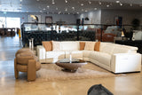 Frazier - Modern White Leather Sectional Sofa with 3 Recliners - View Image 1