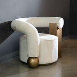 Tranquil - Contemporary Beige Fabric + Antique Brass Accent Chair - View Image 6