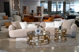 Trevor - Modern Tan Fabric Curved Sectional Sofa - View Image 1