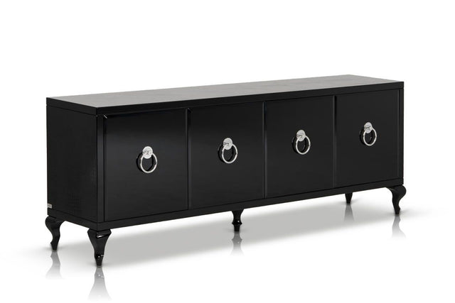 Bellagio Transitional Black Crocodile Lacquer Buffet | VIG | Home Elegance USA