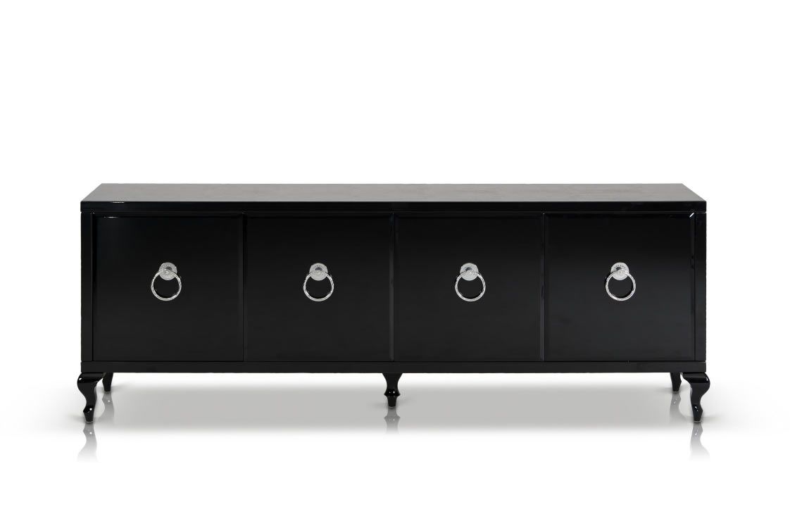 Bellagio Transitional Black Crocodile Lacquer Buffet | VIG | Home Elegance USA