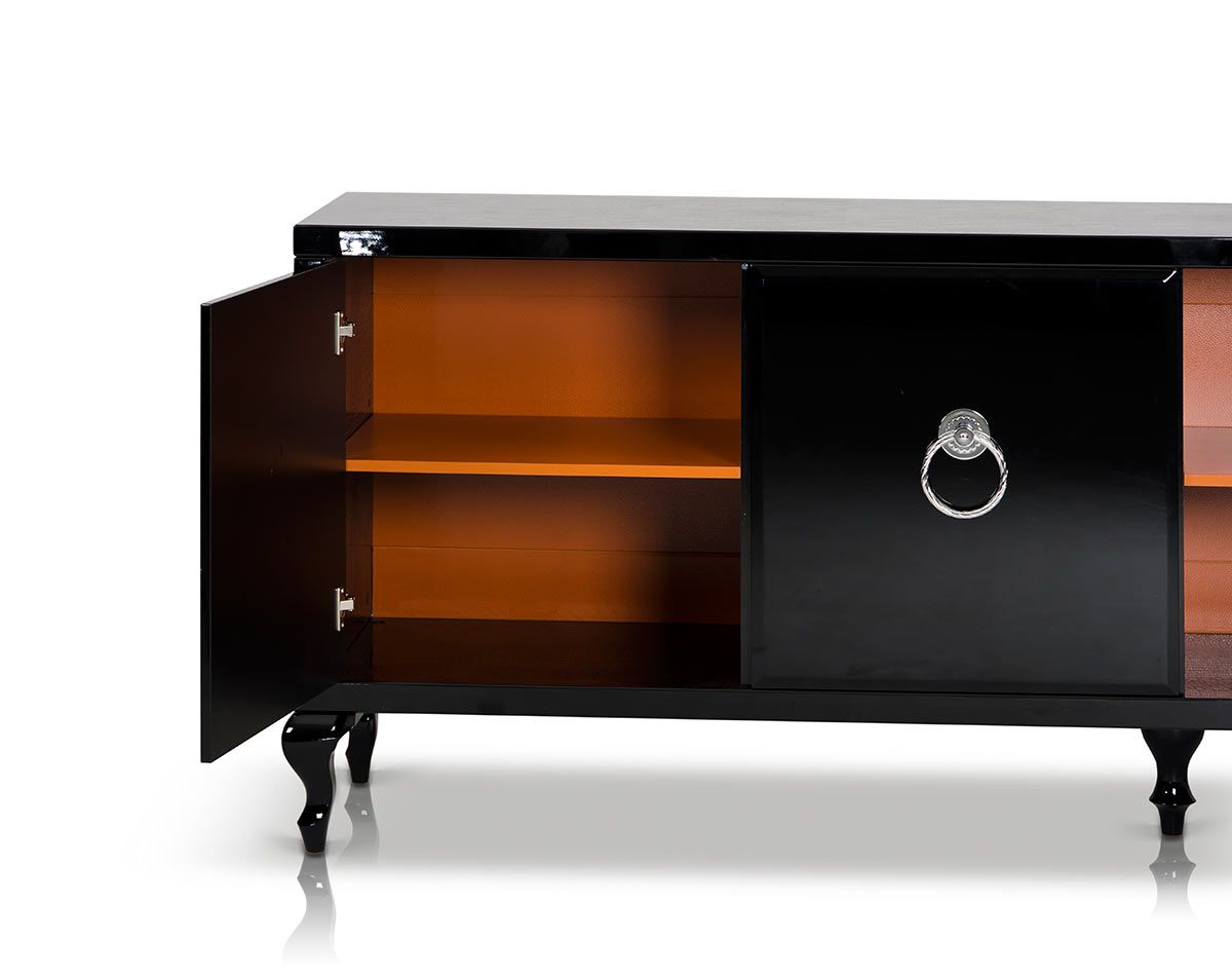 Bellagio Transitional Black Crocodile Lacquer Buffet | VIG | Home Elegance USA