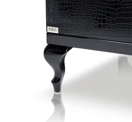 Bellagio Transitional Black Crocodile Lacquer Buffet | VIG - Home Elegance USA