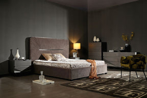Duke Modern Grey Velvet & Black Gun Chrome EK Bedroom Set - View Image 1
