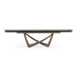 Dunster - Contemporary Beige Ceramic + Metallic Grey Extendable Dining Table - View Image 1