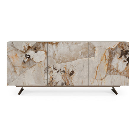 Dunster - Contemporary Beige Ceramic + Metallic Grey Buffet - View Image 1
