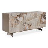 Dunster - Contemporary Beige Ceramic + Metallic Grey Buffet - View Image 1