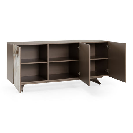 Dunster - Contemporary Beige Ceramic + Metallic Grey Buffet - View Image 1