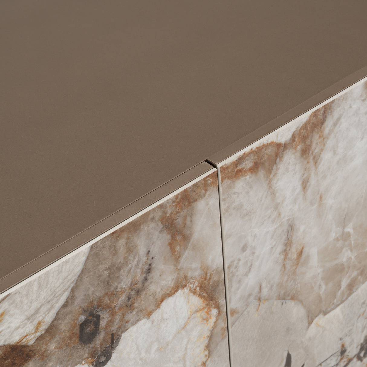 Dunster - Contemporary Beige Ceramic + Metallic Grey Buffet - View Image 1