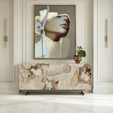 Dunster - Contemporary Beige Ceramic + Metallic Grey Buffet - View Image 1