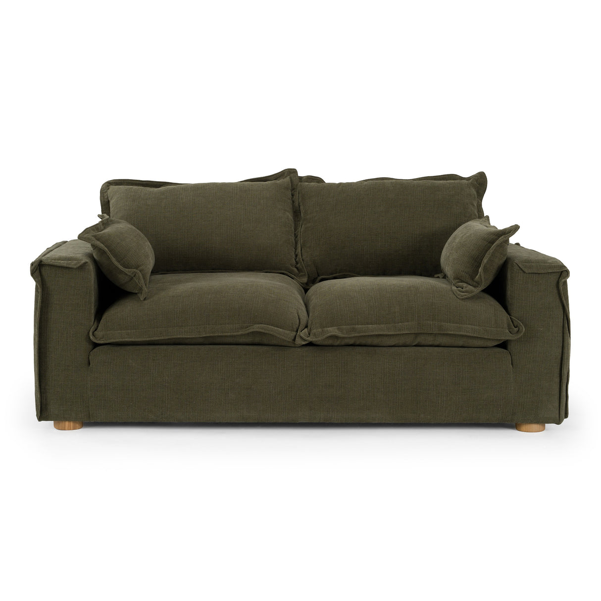 Durbin - Modern Green Fabric Loveseat - View Image 1
