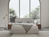 Dustin - Modern Grey Fabric & Walnut Trimmed Q Bedroom Set
