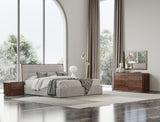 Dustin - Modern Grey Fabric & Walnut Trimmed EK Bedroom Set - View Image 1