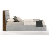 Dustin - Modern Grey Fabric & Walnut Trimmed Q Bedroom Set