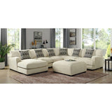 Kaylee - U-Shaped Sectional & Ottoman - Beige - Home Elegance USA