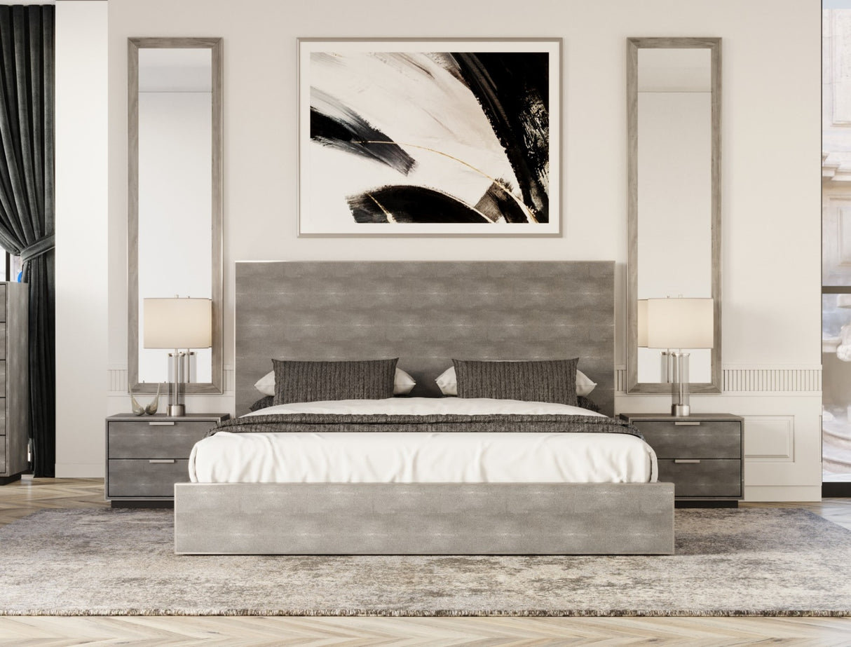 Dynasty - Modern Shagreen Queen Bed - View Image 1