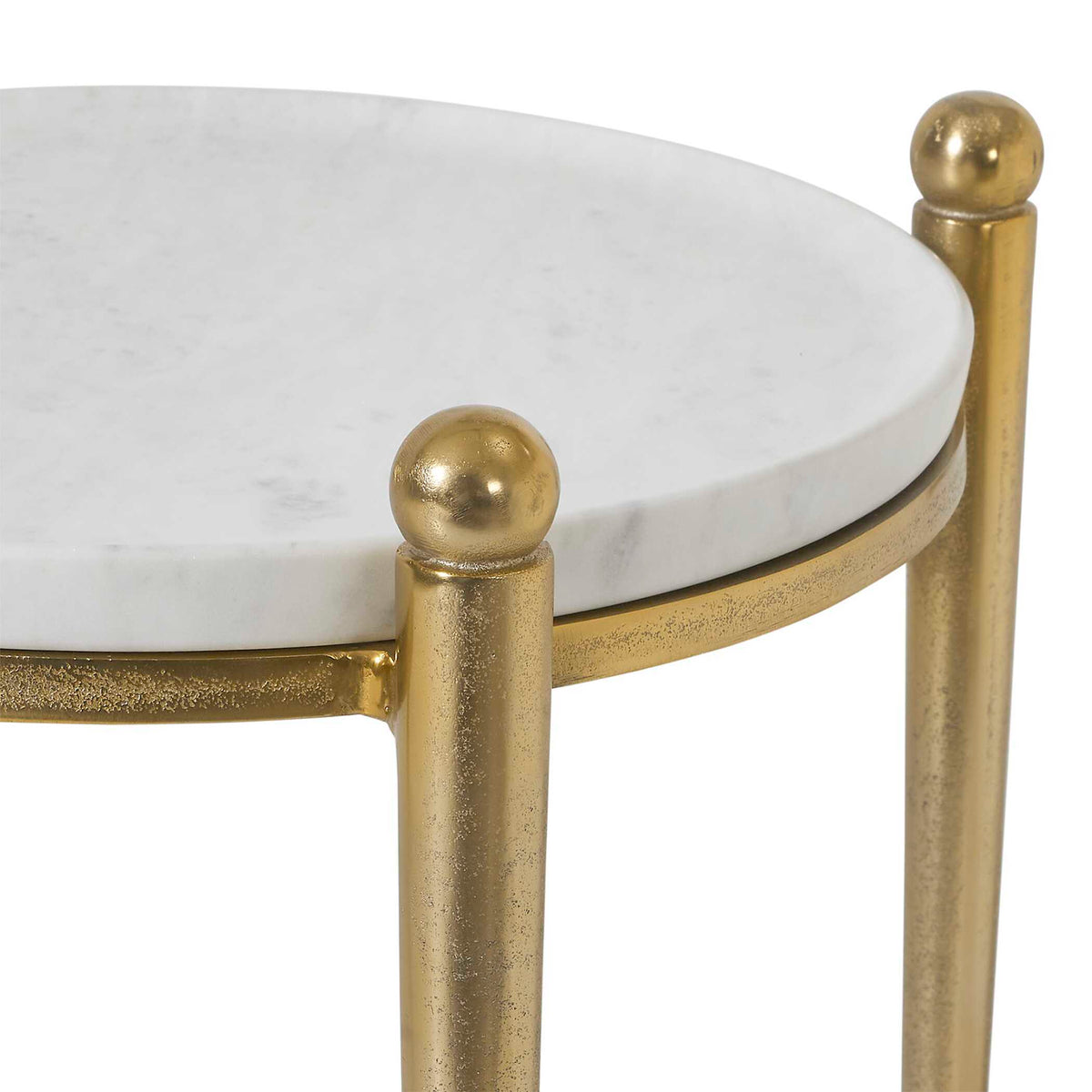 Nahunta Accent Table Antique Brass - Gold / White by Uttermost - View 5