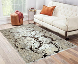 Penina Luxury Area Rug in Beige and Gray with Bronze Circles Abstract Design - Home Elegance USA