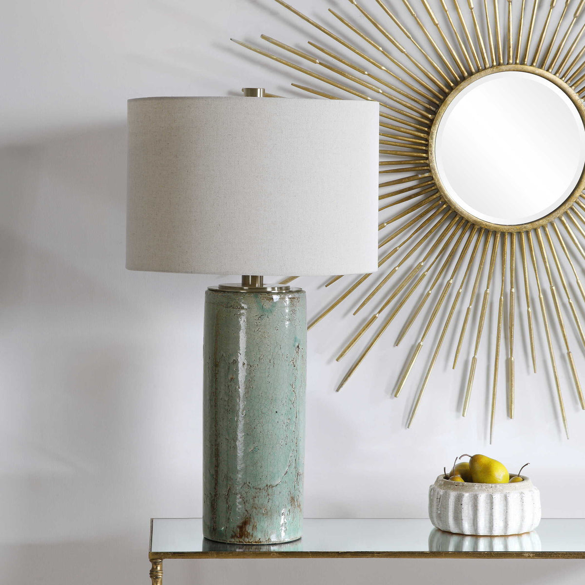 Callais Crackled Table Lamp Aqua - Green / Beige by Uttermost - View 4