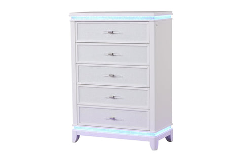 Opium King 5 Pc Bedroom set in Milky White - Home Elegance USA