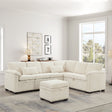 97 Inch L-Shaped Corner Sectional Sofa Couch with Seat and Storage Ottoman,Chenille Fabric Corner Couch with 7 Seats & 2 Pillows for Living Room, Beige - sold by Home Elegance USA