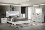 Blanca Modern Style 4 Pc King Bedroom Set with LED Headboard Made with Wood in White