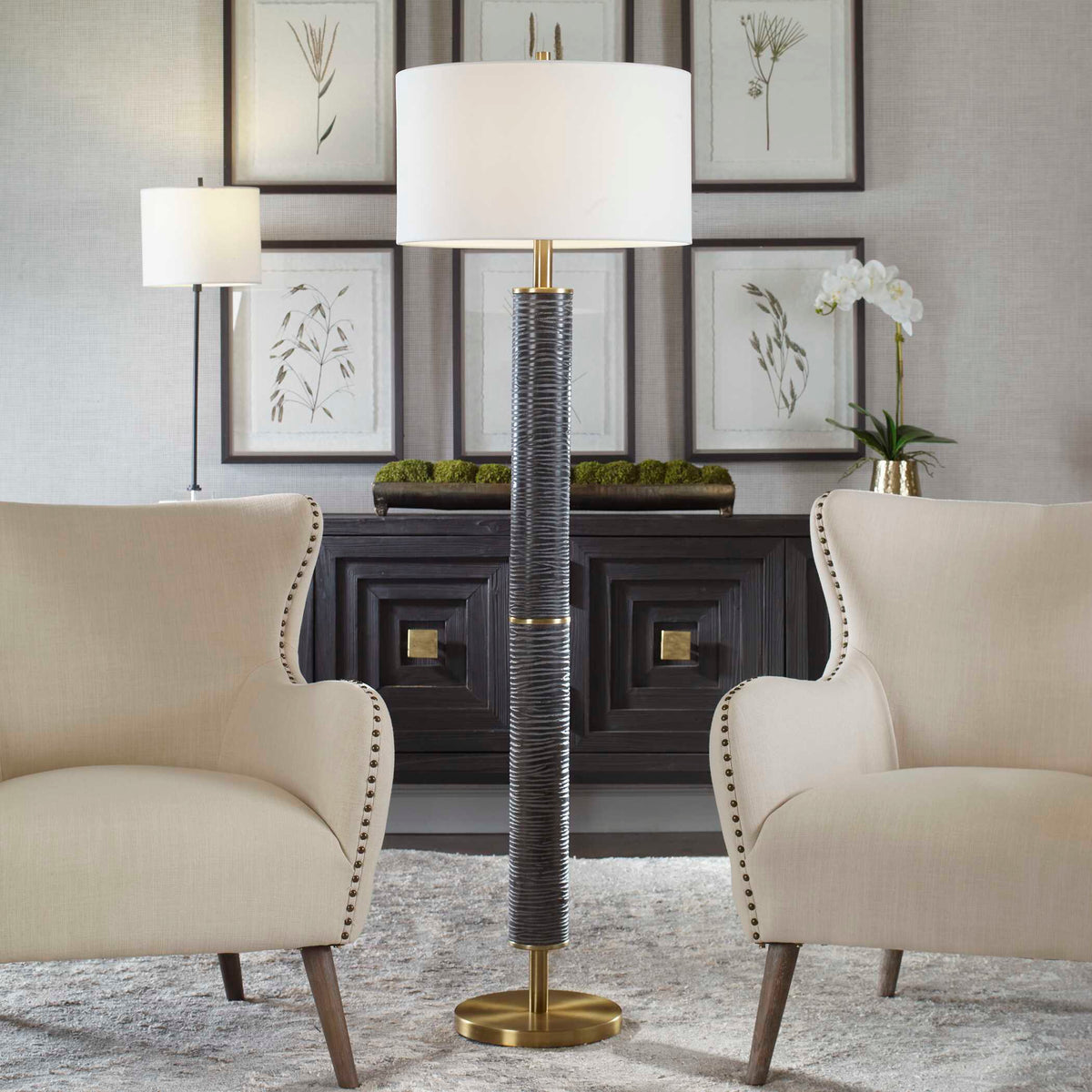 Summit Rustic Floor Lamp - Black / White by Uttermost - View 2
