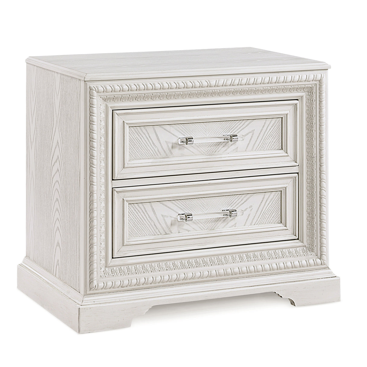 Traditional 2-Drawer Storage Nightstand Antique White Finish Wooden Bedroom Furniture