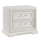 Traditional 2-Drawer Storage Nightstand Antique White Finish Wooden Bedroom Furniture