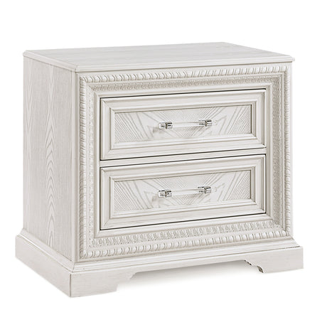 Traditional 2-Drawer Storage Nightstand Antique White Finish Wooden Bedroom Furniture