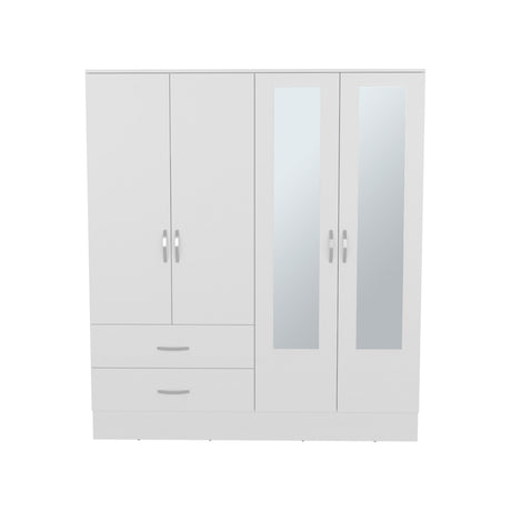 Bolton 160 Armoire, Six Shelves, Two Double Door Cabinets, Two Mirrors, Two Drawers,  White - sold by Home Elegance USA