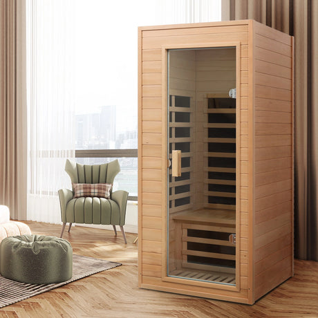 Hemlock One-Person Far Infrared Roof Embedded Sauna with Bluetooth & LED Lighting - sold by Home Elegance USA