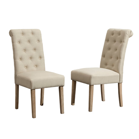 Amonia 7-piece Dining Set, Turned-Leg Dining Table with 6 Tufted Chairs - sold by Home Elegance USA
