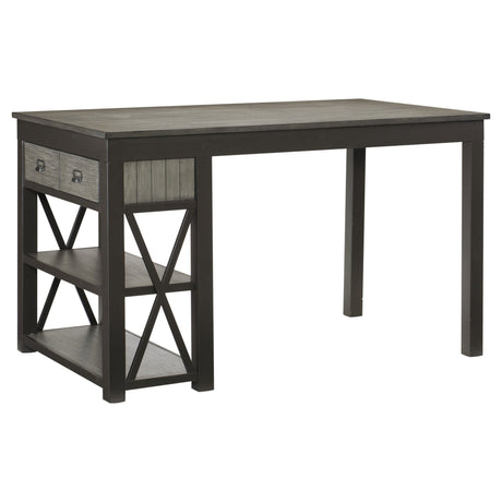 1pc Counter Height Table with Storage Drawers Display Shelf's Gray Gunmetal Finish Casual Style Dining Furniture - B011S00301 - image - 2