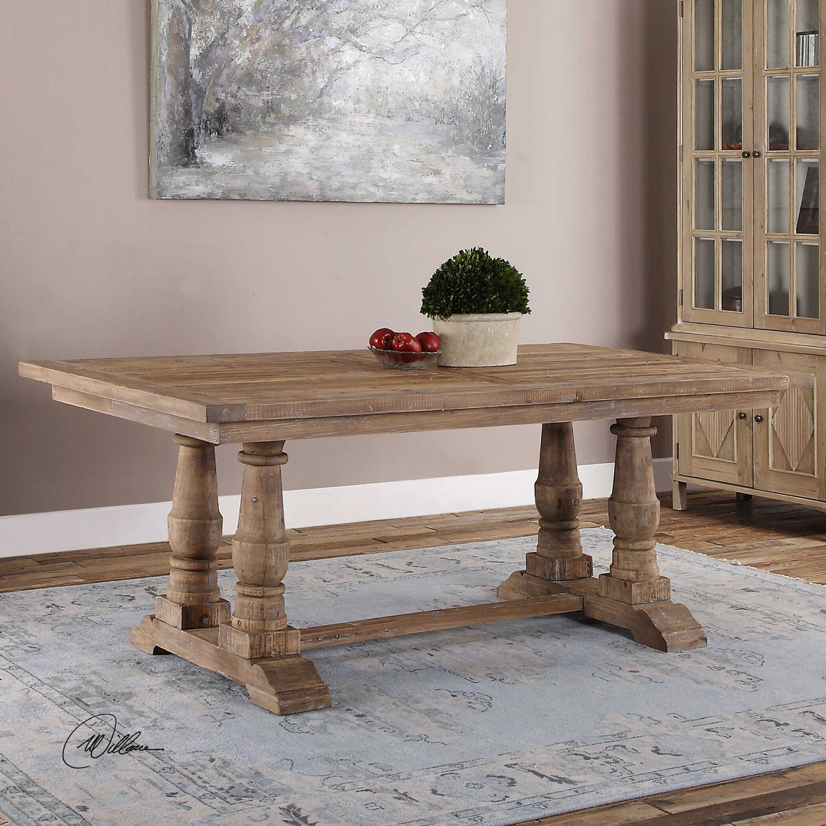 Stratford Salvaged Wood Dining Table - Light Brown by Uttermost - View 6