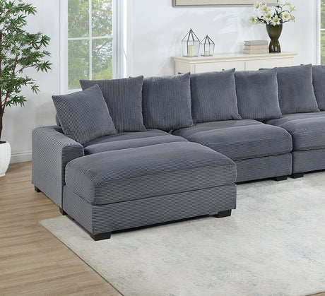 Contemporary Dark Gray 6pc Modular Sectional Set Corduroy Couch LAF & RAF Chairs 2x Armless Chairs 2x Ottomans Living Room Furniture - sold by Home Elegance USA