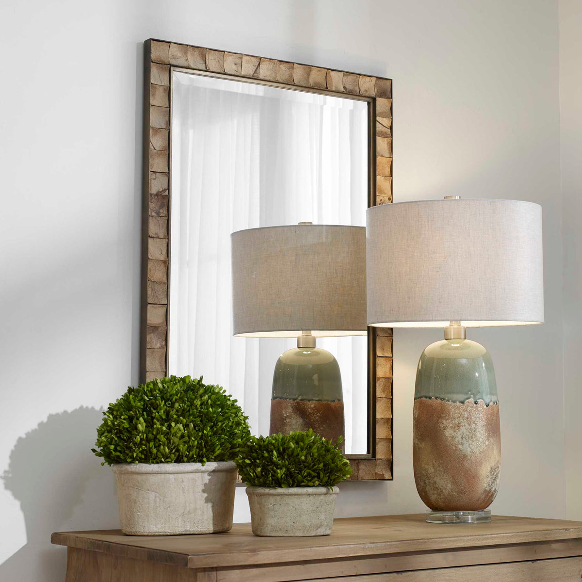 Cocos Coconut Shell Mirror - Light Brown by Uttermost - View 3