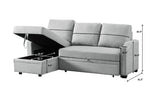 9191 Light gray pull - out storage sofa | Home Elegance USA