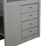 Full over Full Bunk Bed with Twin Size Trundle, Gray (old sku: LT000126AAE ) - sold by Home Elegance USA