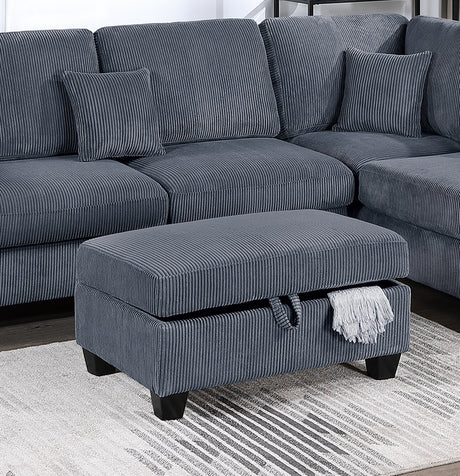 Contemporary Dark Gray 3pc Sectional Set Corduroy Upholstered LAF Sofa RAF Chaise Ottoman L-Sectional Living Room Furniture - sold by Home Elegance USA