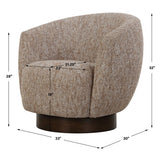 Dunes Fabric Swivel Chair - Light Brown by Uttermost - View 9